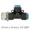 Pu Hose Fitting Tee 10mm X 10mm X 1/2